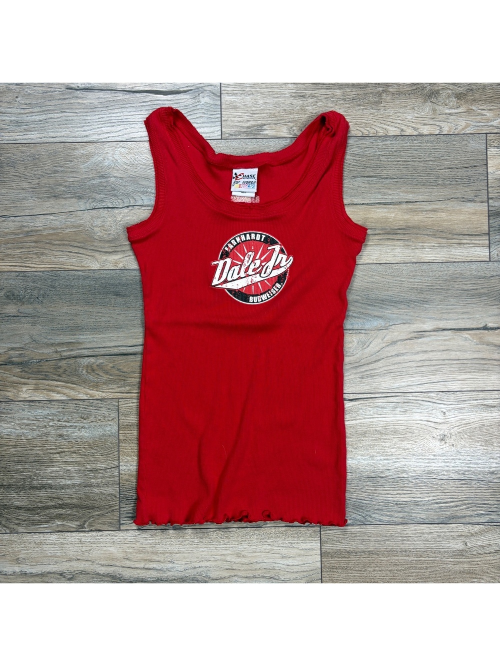 Vintage Chase Authentic Dale Jr Budweiser red ribbed tank top